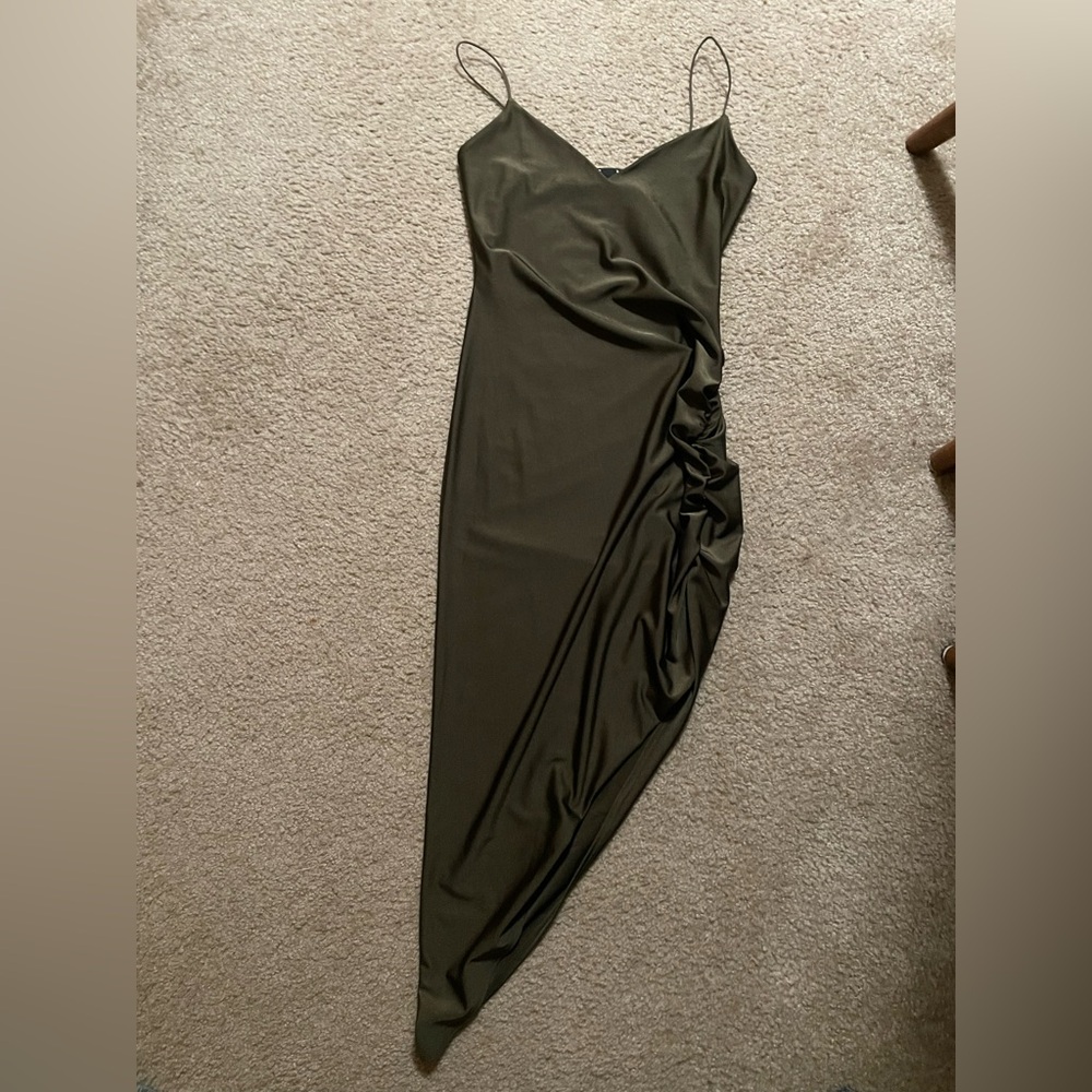 Windsor Asymmetrical Olive Dress